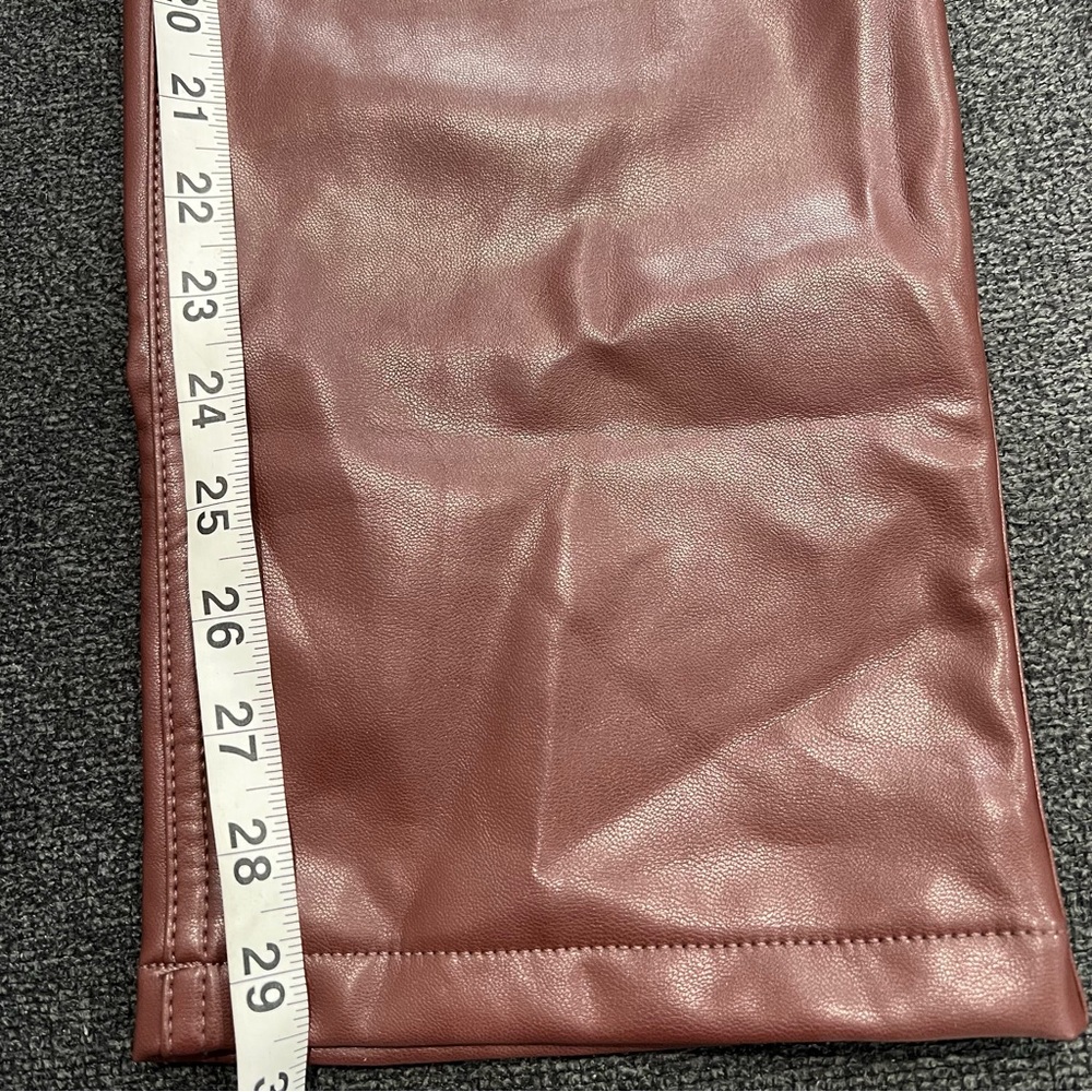 Abercrombie & Fitch Vegan Leather 90s Straight Pants Burgundy Size 4 - Picture 9 of 10